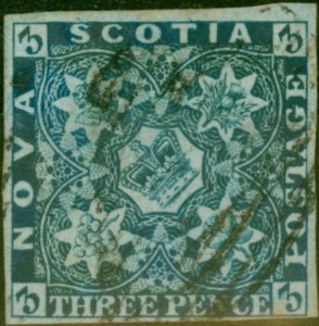 Nova Scotia 1851 3d Deep Blue SG2 Fine Used Stamp