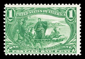 Scott 285 1c Trans-Mississippi Issue Mint Fine OG HR Cat $27.50