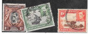 Kenya-Uganda-Tanganyika  #66,67, &69 (U) CV $1.25