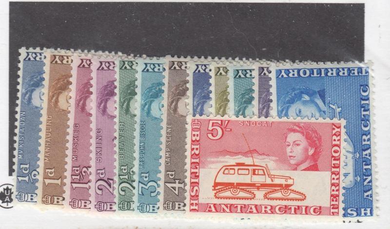 BRITISH ANTARCTIC TERRITORY # 1-13 VF-MH SHORT SET CAT VALUE $80.50