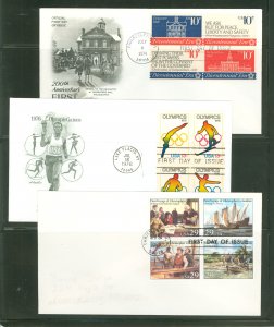 US 1543-46/1695-98/ 2620-23:  1992-74 3 U/A blocks of 4 FDCs with 1 artcraft, 1 artmaster & 1 uncacheted.