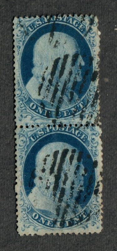 US Sc#20 Used/F, Pair Pos 87R2, 97R2, Doporto Cert., C.v. $625