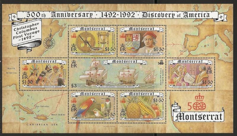 Montserrat 789 1992 500th Discovery of Americas m/s MNH