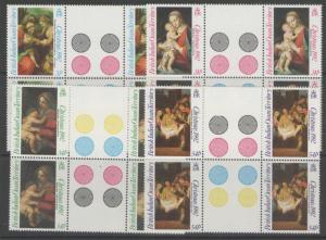 BRITISH INDIAN OCEAN TERR SG128/31 1992 CHRISTMAS GUTTER BLOCKS OF 4 MNH 