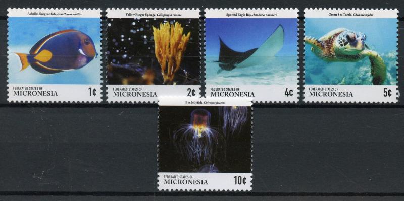 Micronesia 2015 MNH Fauna Definitives 5v Set Fish Turtles Jellyfish Ray Stamps