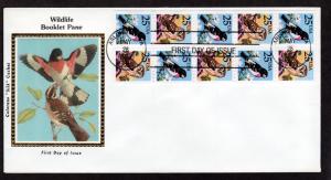 U S 1988 # 2285a Birds Booklet Pane FDC Colorano Silk!