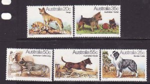 Australia-Sc#727-31- id10-unused NH set-Dogs-Animals-1980-