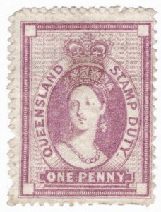 (I.B) Australia - Queensland Revenue : Stamp Duty 1d (1873)