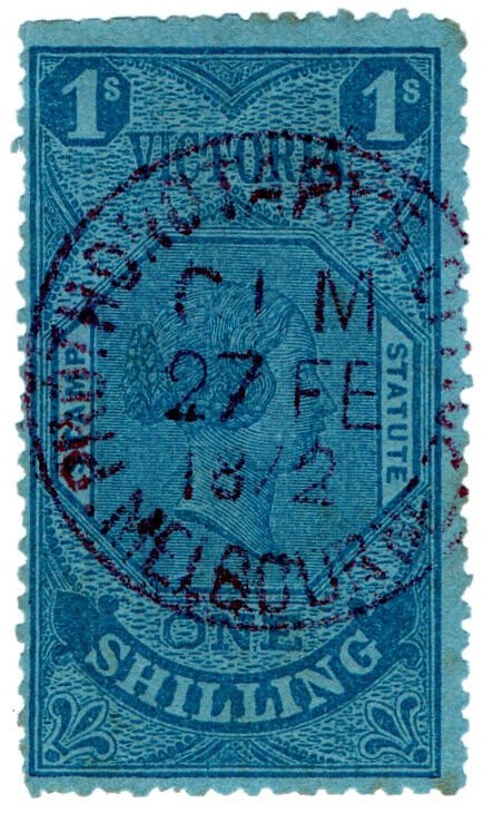 (I.B) Australia - Victoria Revenue : Stamp Statute 1/- (single line watermark)