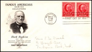 Scott 870 2 Cents Mark Hopkins Artcraft FDC Addressed Planty 870-2