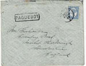 Queensland 1908 PAQUEBOT cancel on cover sent via Sydney to England