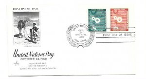 UN NY #65-66  4c & 8c Economic & Social Council on one 8c ArtCraft FDC