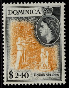 DOMINICA QEII SG158, $2.40 yellow-orange & black, LH MINT. Cat £22.