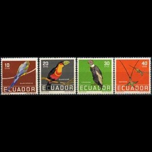 ECUADOR 1958 - Scott# 634-7 Birds Set of 4 NH gum faults