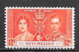 Seychelles 123: 12c King George VI and Queen Elizabeth, MH, F-VF