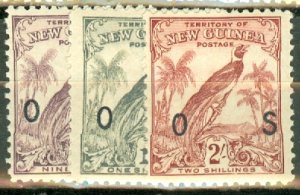 IW: New Guinea O23-34 mint most MNH CV $216+; scan shows only a few