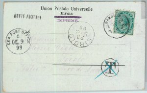 BK0285 - INDIA - Postal History - SHIP MAIL from BURMA to ITALY 1899-