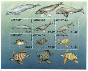 Grenada 1996 - Marine Life Fish Turtles - Sheet Of 6 Stamps - Scott #2582 - MNH