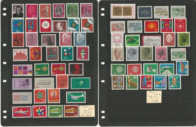 Germany Stamp Collection on 18 Stock Pages, 1966-1990 Mint NH Sets, JFZ