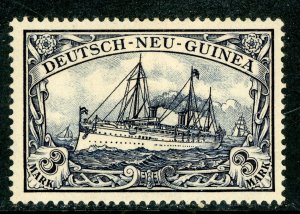 Germany 1901 New Guinea 3 Mark Black Violet Yacht Unwmk Scott # 18 Mint X289