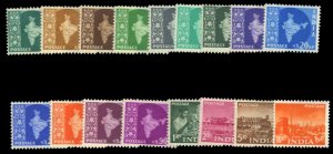 India #302/319 Cat$75, 1958-59 1np-10r, complete for time period (without 13n...