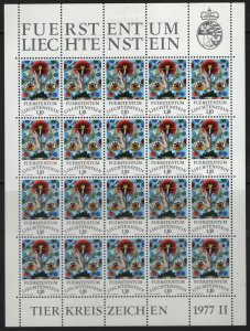 LIECHTENSTEIN, 608, SHEET OF 20, MNH, 1976-78 Zodiac sign - Libra