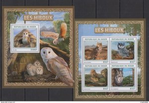 2016 Niger Owls Birds Fauna Kb+Bl ** St1914
