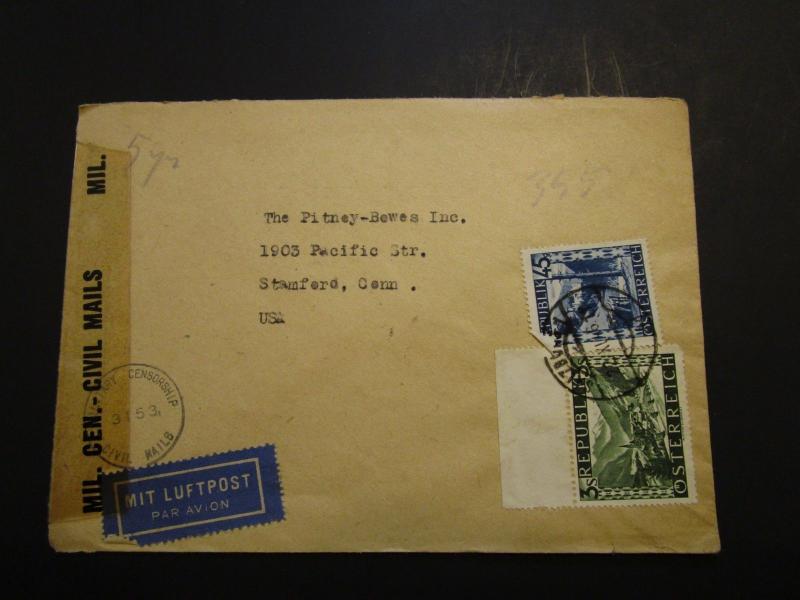 Austria Post WWII Censor Cover to USA / Light Creases / Tears (X) - Z3717