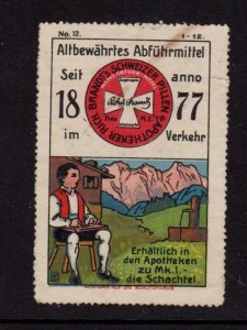 German Advertising Stamp - Laxan #12 Alpine Scene - Artist J.P. Werth