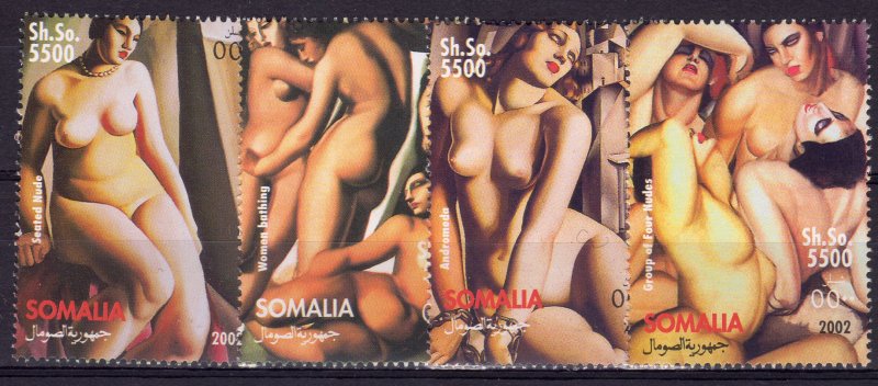 Somalia 2002 TAMARA DE LEMPICKA NUDES PAINTINGS Set (4) Perforated MNH