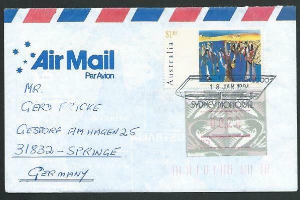 AUSTRALIA 1994 cover to Germany - nice franking - Sydney Monorail pmk......53495