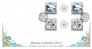 FIRST DAY COVERS (2) GUERNSEY MARITIME DEFINITIVES PART 2 - 5 GUTTER PAIRS 1999