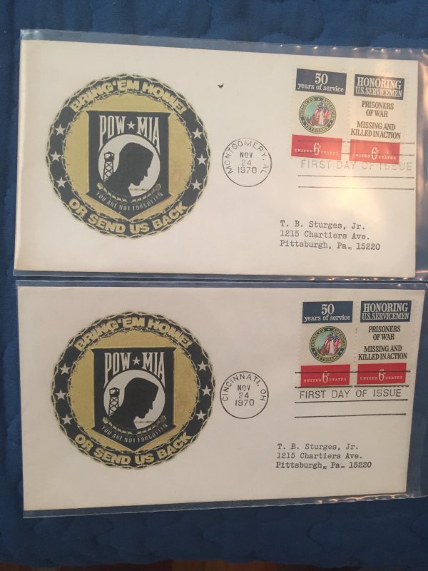 2 FDC POW MIA  1421-22 NICE CACHETS