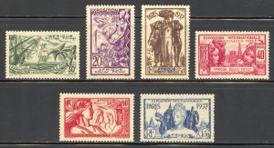 French Equatorial Africa Scott 27-32 Unused HOG -1937 Paris Intl Exposition