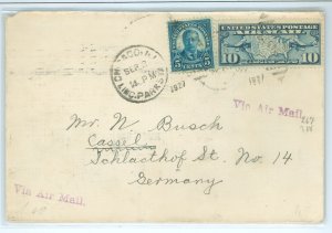 US 637/C7 1927 5c Roosevelt (fourth bureau) + 10c map/from Chicago, IL to Cassel, Germany, 4c domestic air, 4c surface to Europe