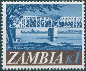 Zambia 1968 1k Kafue Railway Bridge SG139 MNH