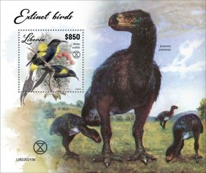 LIBERIA- 2023 - Extinct Birds - Perf Souv Sheet - Mint Never Hinged