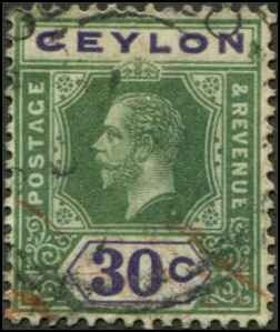 Ceylon SC# 239 KGV 30c  Die 2 wmk 4  used SCV $1.50