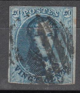 Belgium 1858 Sc 11 King Leopold I unwmked Used
