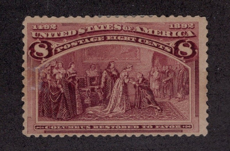 US #236  8 CENT COLUMBUS RESTORED - MINOR FAULT     ~0029