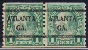 Precancel - Atlanta, GA PSS 597-42 Coil Pair - No Gum