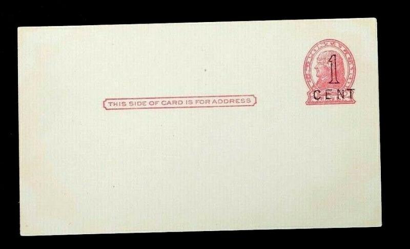 US Postal Card Scott# UX32 1¢ on 2¢ die I unused, VF