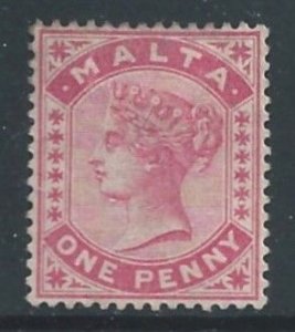 Malta #9a Mint No Gum 1p Queen Victoria - Wmk. 2 - Rose