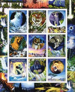 Kyrgysztan 2000 Endangered  Animals/Falls Sheetlet (9) IMPERF. MNH