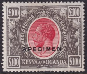 Sc# 41F SG 105s Kenya and Uganda 1925 KGV MLH £100 specimen issue CV: $8,000.00
