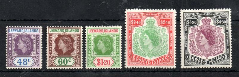 Leeward Islands QEII 1954 mint MH high values to $4.80 WS13130