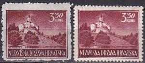 Croatia 54+54a 1943 Castle MH- both paper varieties