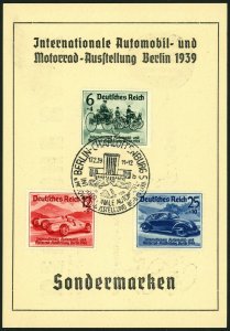 GERMANY #B134-B136 FDC #686-688 First Day Issue 1939 BERLIN Auto Exhibition