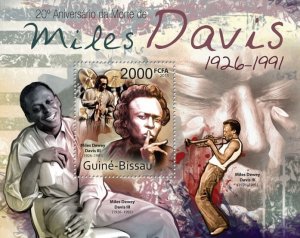 GUINEA BISSAU - 2011 - Miles Davis - Perf Souv Sheet - Mint Never Hinged