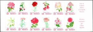 Monaco #1975a, Complete Set, Unexploded Bklt, 1995, Flowers, Never Hinged